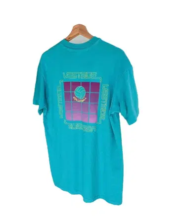 90's Vintage T-shirts WESTSID 터콰이즈 셔츠