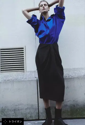 ZARA 플리츠 미디 스커트 블랙 L