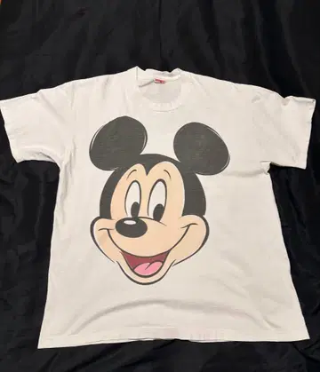 택 없음 90s Mickey BIG FACE 티셔츠 싱글 스티치