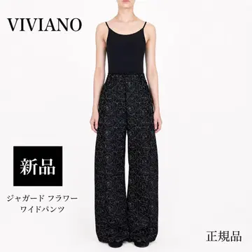VIVIANO 데님 팬츠 퀼팅 장미