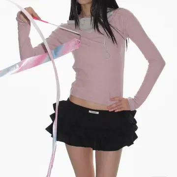 CRANK 크랭크 티어드 마이크로 스커트 팬츠_블랙
