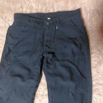이치 샘플 상품 아마도 면린넨 앞 버튼 짙은 녹색 팬츠 M