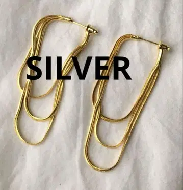 빈티지 골드 코팅 체인 귀걸이 SILVER 프린지