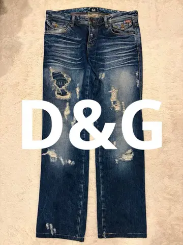 D&G 데미지 가공 스트레이트 데님 다크 블루 W33
