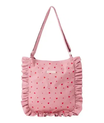 MILKFED. HEART EMBROIDERY CANVAS BAG 핑크