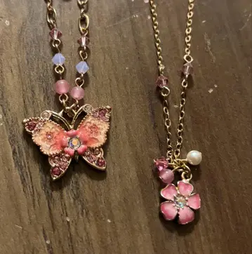 ANNA SUI 안나수이 목걸이 나비 버터플라이 핑크 2개 세트