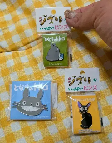 지브리 토토로 마녀 배달부 키키 지지 핀 배지 3개 세트