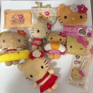 헬로키티 선번 키티 봉제 인형과 파우치 9점 세트