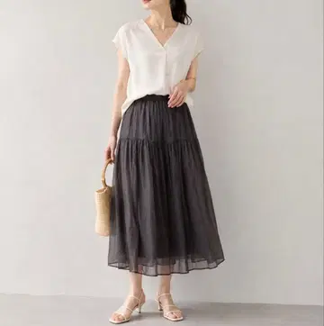 Ballsey 보르지 실크 오간자 캉캉 스커트 광택감 34