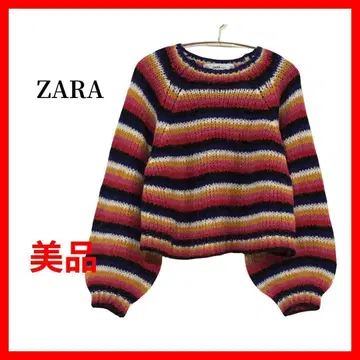 ZARA 숏 기장 니트 보더 멀티 컬러 한국 스타일 여성용 B924
