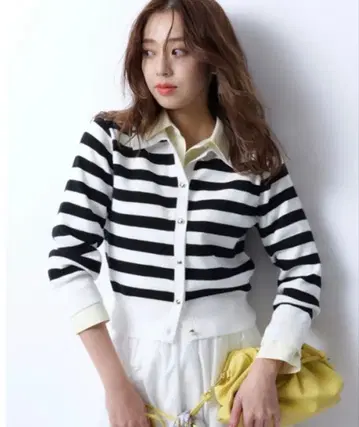 저스길리티 카라 달린 가디건 풀오버 보더