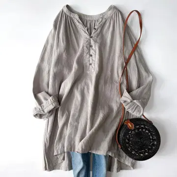nest Robe 네스트로브 린넨 밴드 카라 튜닉 셔츠 원피스