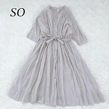 [ 새상품급 ] SO 에스오 린넨 A라인 원피스 내추럴 린넨 리본