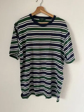 90s J.CREW 멀티 보더 반팔 티셔츠 거인 택