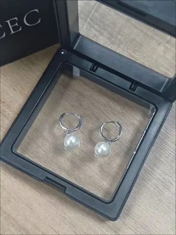 펄 장식 후프 귀걸이