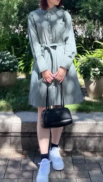 [택 포함 새상품] 멀티 스트라이프 셔츠 원피스