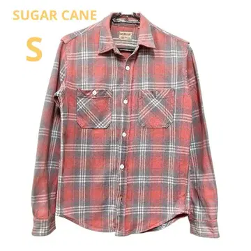 SUGAR CANE 긴팔 플란넬 셔츠 레드 그레이/화이트 S 슈가케인