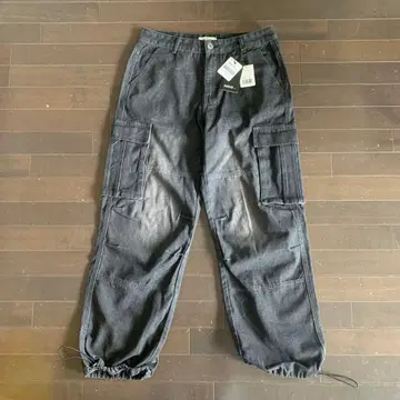 INDIO NINE 데님 카고 팬츠 블랙
