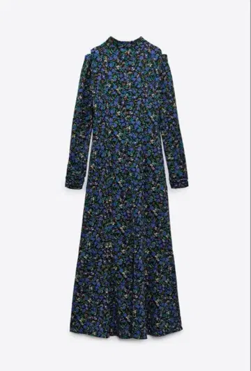 ZARA 파란색 꽃무늬 긴팔 원피스