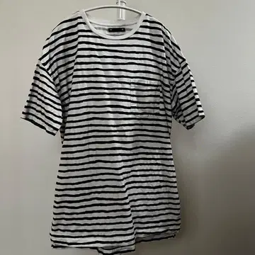 마인 데님 T셔츠 보더 화이트 블랙 사이즈 2