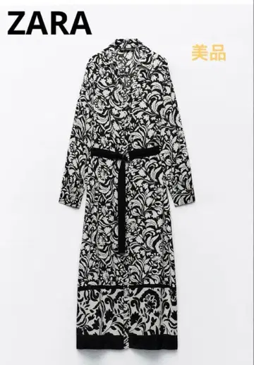 ZARA 프린트 셔츠 원피스 XS 벨트 포함