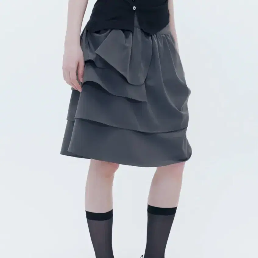 Miseki Seoul Shirring Ruffle Midi Skirt #미세키서울,#미세키서울