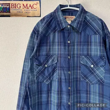 BIG MAC 체크 무늬 웨스턴 셔츠 긴팔 M 페이드