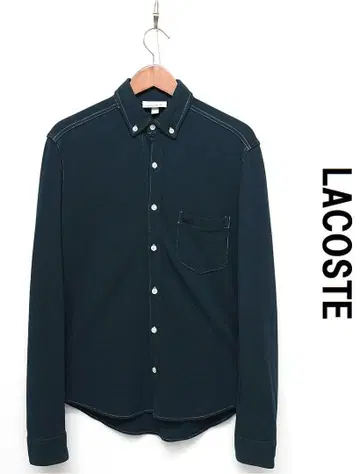 A525 LACOSTE 긴팔 셔츠 카노 네이비 나염 린넨 혼방 와펜 악어