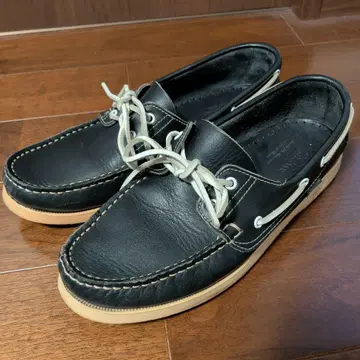 Paraboot UK8 네이비 가죽 데크 슈즈