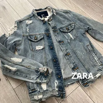 ZARA 자라 데님 자켓 크러쉬 그런지 데미지 가공