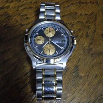 SEIKO 쿼츠 손목시계 크로노그래프 블랙 골드