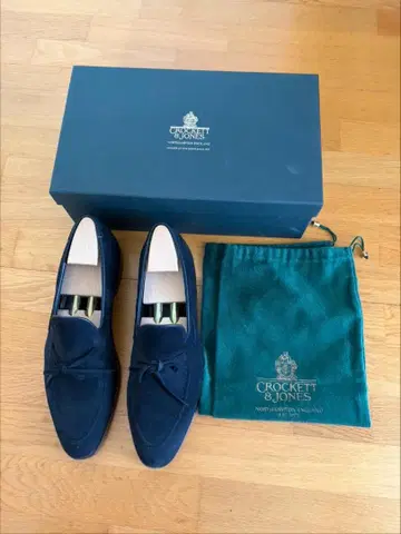 [ 레어 ] CROCKETT&JONES 스웨이드 리본 로퍼 다크 네이비