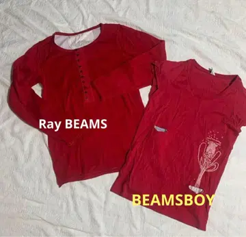 묶음 판매 RAY BEAMS 긴팔 BEAMSBOY T셔츠 레드