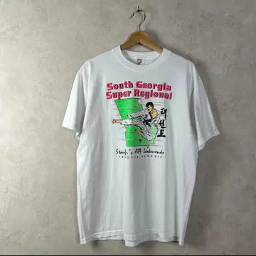 90s USA제 화이트 T셔츠 태권도 프린트 L 사이즈 vintage