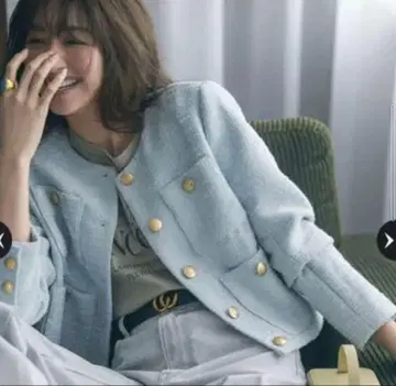 저스길리티 트위드 자켓 라이트 블루