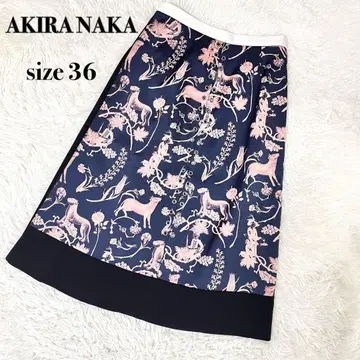AKIRA NAKA 아키라나카 레이스업 프린트 미디 기장 스커트 36