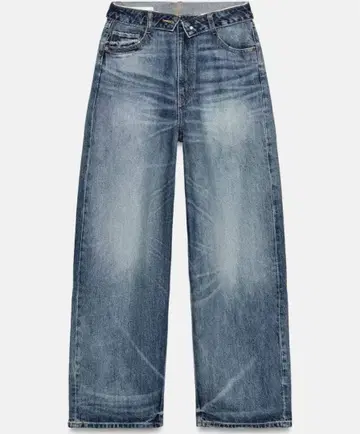 자라 ZARA Trf 미드 라이즈 접이식 허리 데님 팬츠