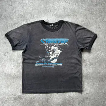 80s 할리데이비슨 링거t셔츠 USA제 페이드 블랙 XL