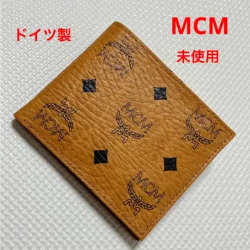 미사용 MCM 가죽 접이식 지갑 코냑 독일제