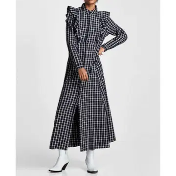 ZARA 체크 롱 원피스 맥시 원피스