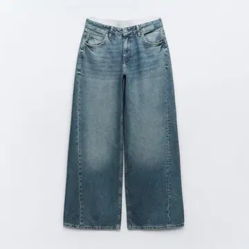 [ ZARA ] SUPER WIDE-LEG TRF 복서 디테일 데님 팬츠