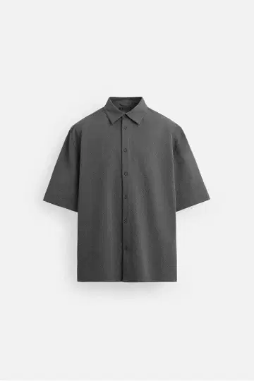 ZARA 자라 시어서커지 릴랙스 핏 셔츠 반팔 다크 그레이