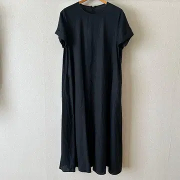 저널 스탠다드 블랙 반팔 린넨 롱 원피스