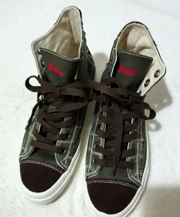 Indian 올리브 그린 하이컷 스니커즈 24.0cm