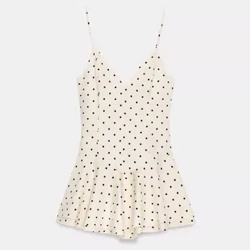 택 포함 미사용 새상품 ZARA 자라 도트 프린트 숏 플레이 수트 드레스