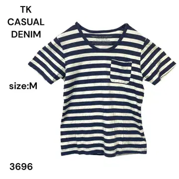 티케이 TK casual denim 셔츠 상의 보더 반팔