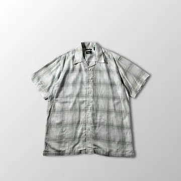 린넨 레이온 하거 셔츠 그린 화이트 체크 Haggar