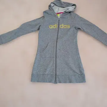 여성용 adidas 롱 기장 풀 집업 후드티 그레이 M