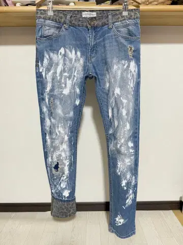 봄/여름 컬러 페인트 ZARA MAN 레오파드 무늬 데미지 데님