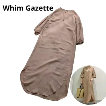 Whim Gazette 린넨 와셔 볼륨 슬리브 원피스